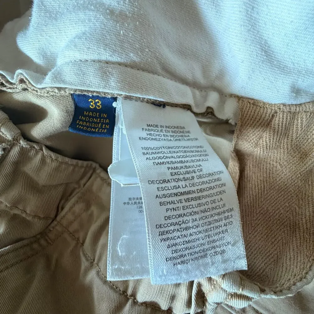 Polo Ralph Lauren Men Classic worn in cargo Shorts khaki 33 waist 9’’ inseam